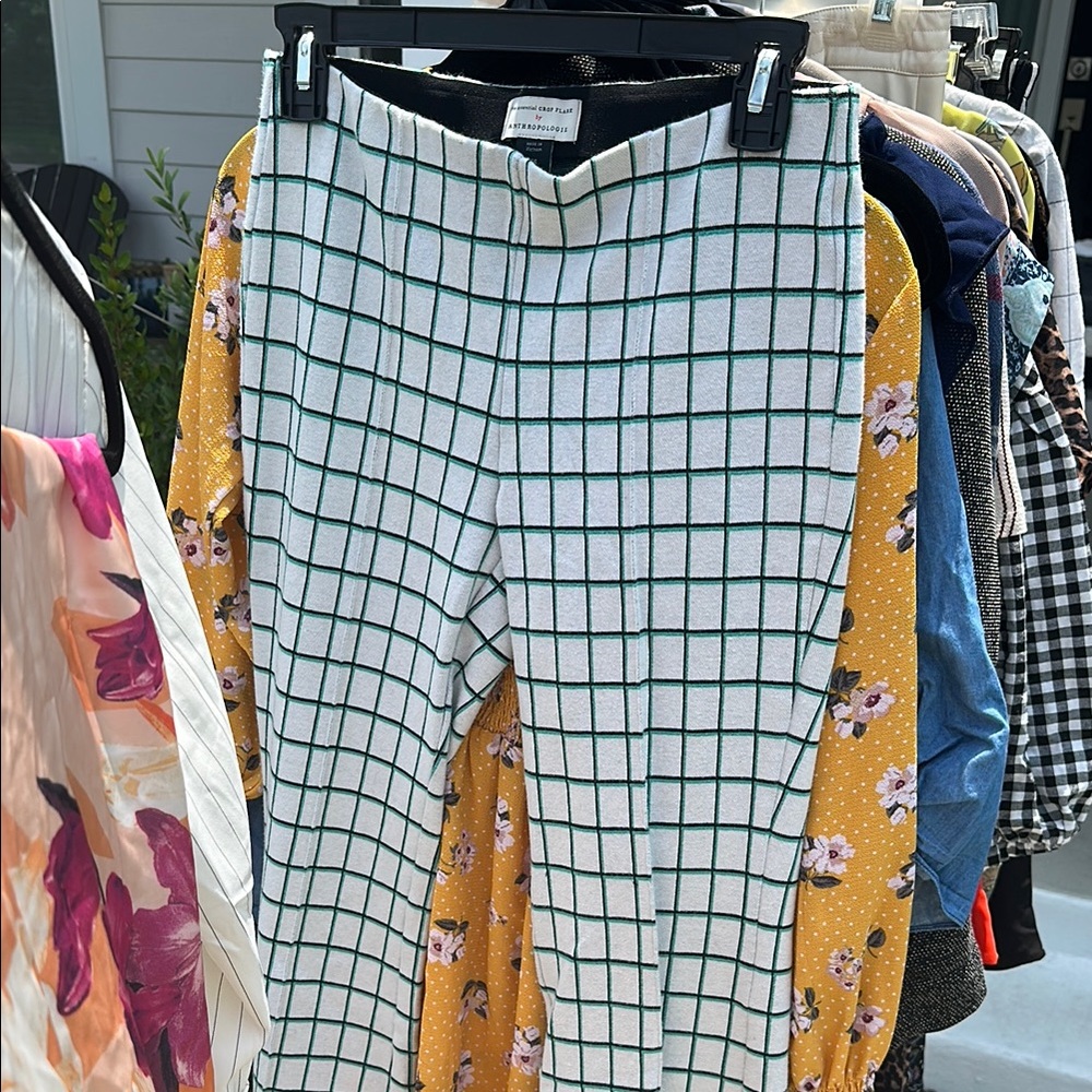 Anthropologie Black and White Checkered Trousers